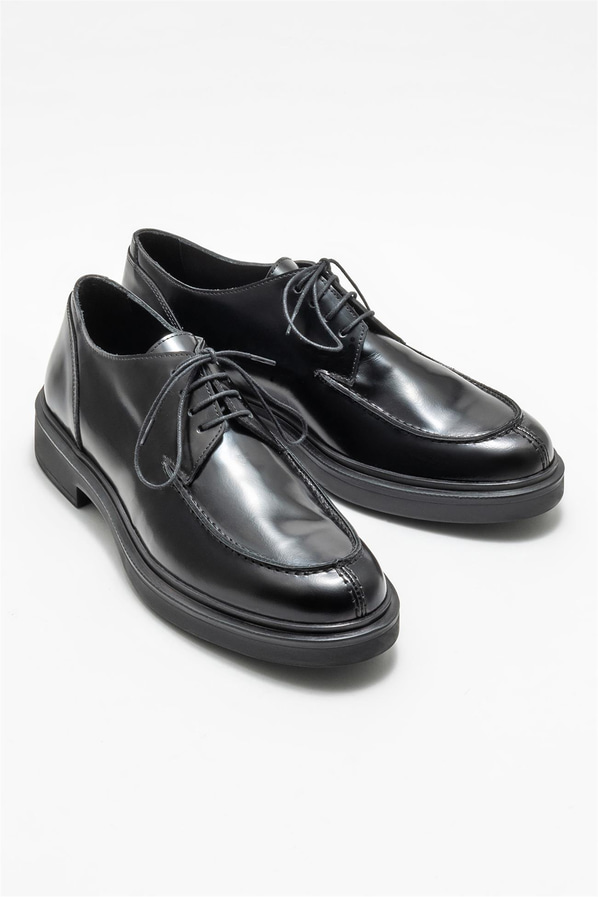 Siyah deri erkek günlük ayakkabı, günlük kullanım için - Elle Shoes