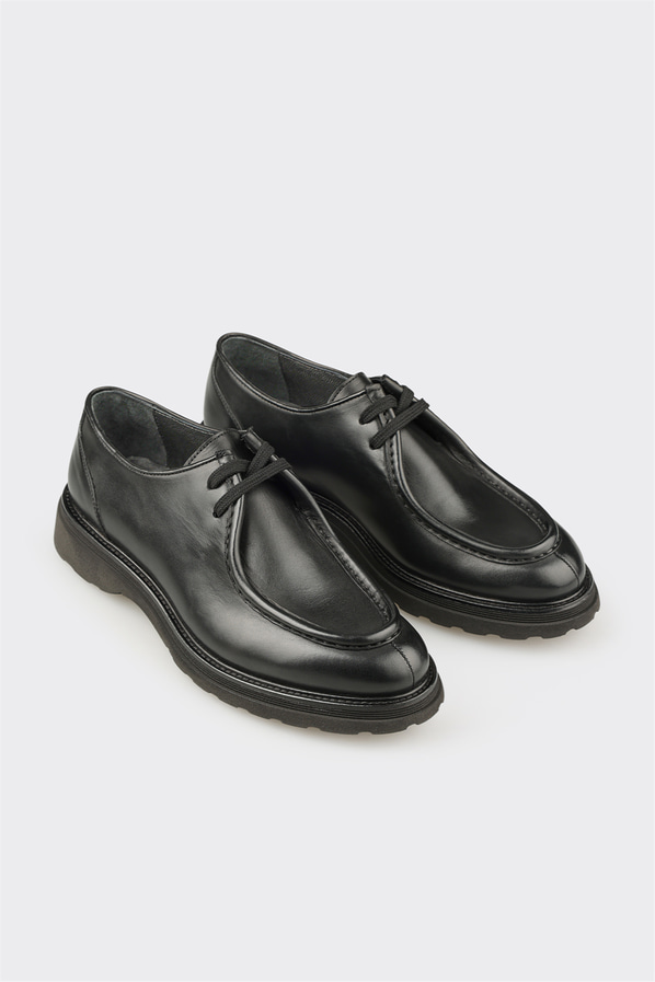 Siyah deri erkek günlük ayakkabı, günlük kullanım için - Elle Shoes