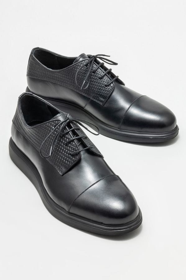 Siyah deri erkek günlük ayakkabı, günlük kullanım için - Elle Shoes
