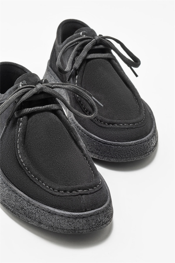Siyah deri erkek günlük ayakkabı, günlük kullanım için - Elle Shoes