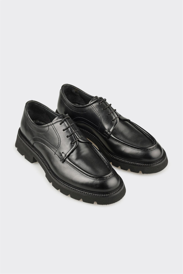 Siyah Deri Erkek Günlük Ayakkabı