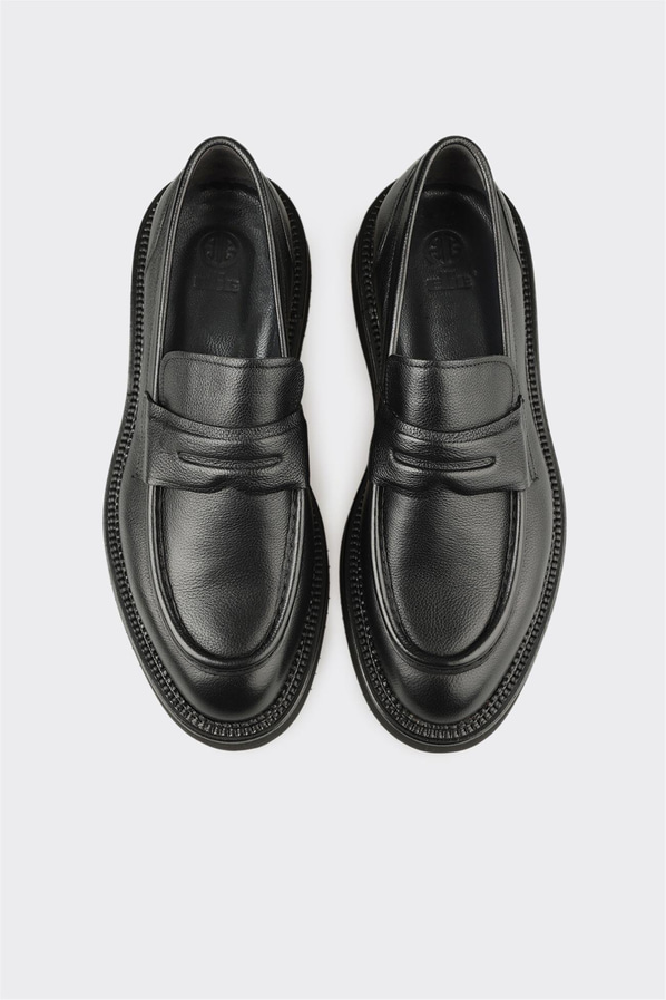 Siyah Deri Erkek Günlük Ayakkabı