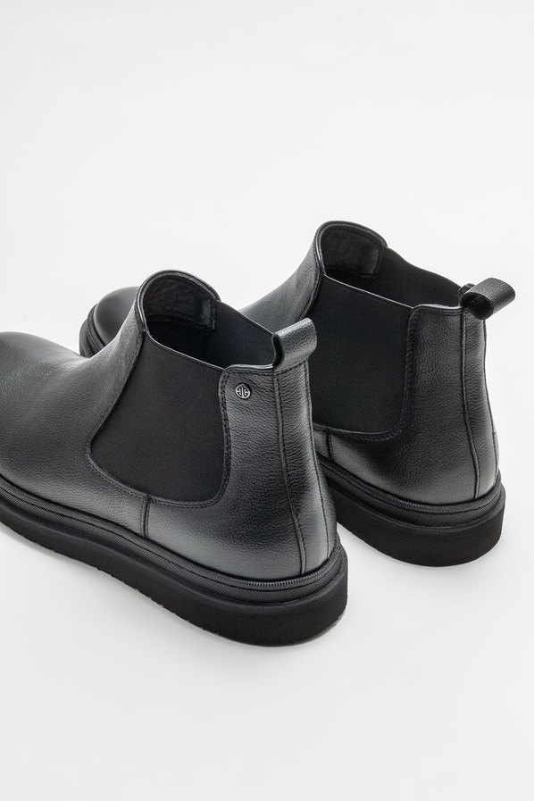 Siyah deri erkek günlük bot, günlük kullanım için - Elle Shoes