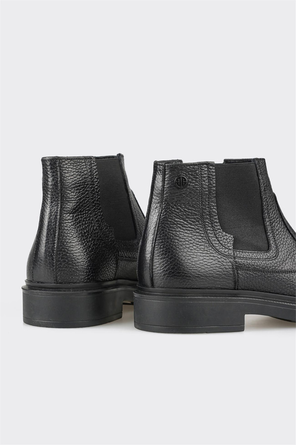 Siyah Deri Erkek Günlük Bot