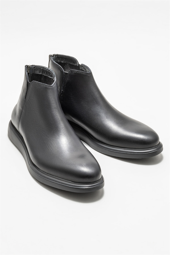 Siyah deri erkek günlük bot, günlük kullanım için - Elle Shoes
