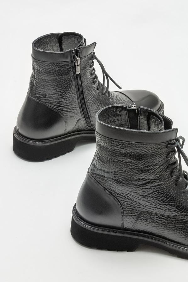 Siyah deri erkek günlük bot, günlük kullanım için - Elle Shoes