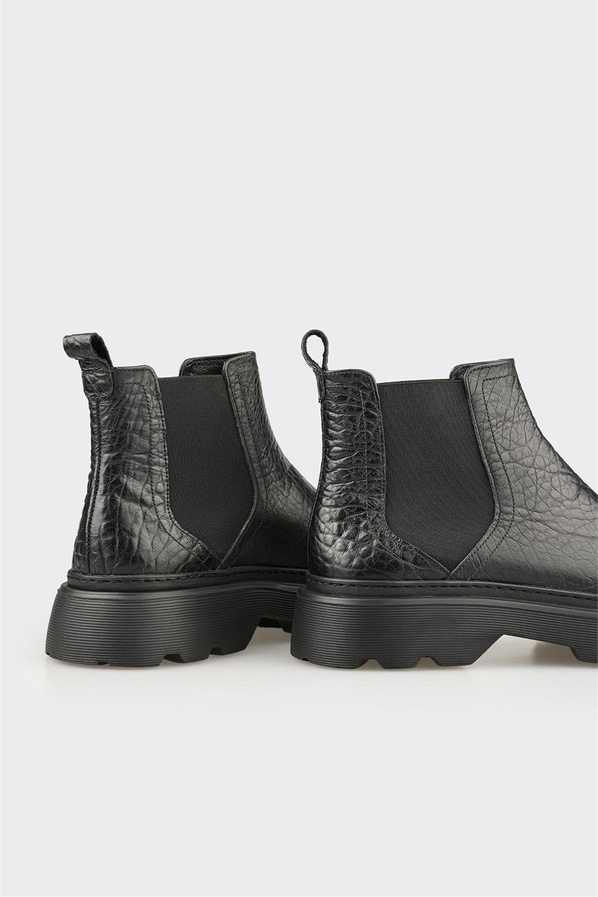 Siyah Deri Erkek Günlük Bot