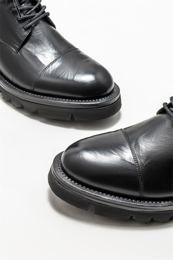 Siyah deri erkek günlük bot, günlük kullanım için - Elle Shoes