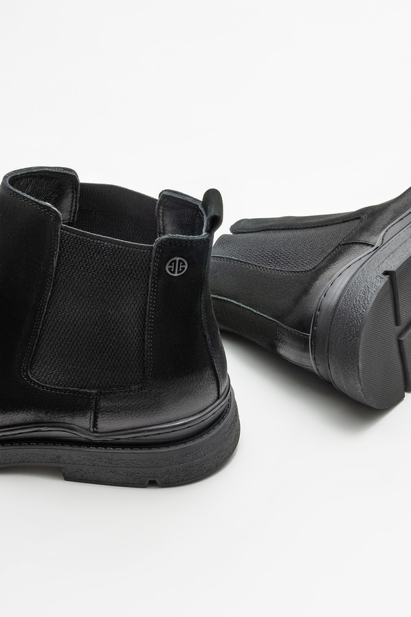 Siyah deri erkek günlük bot, günlük kullanım için - Elle Shoes