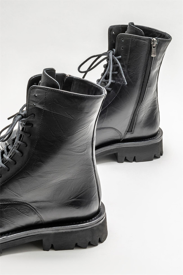 Siyah deri erkek günlük bot, günlük kullanım için - Elle Shoes