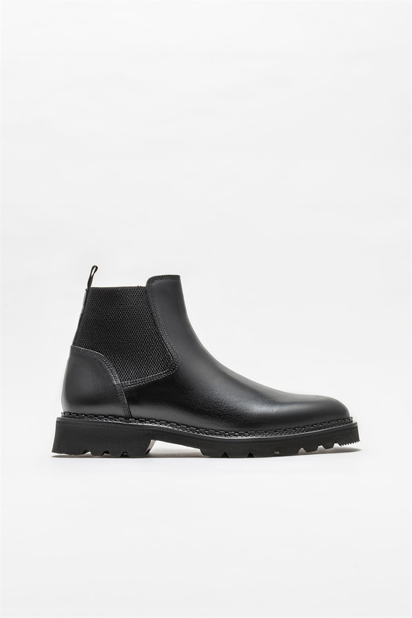 Siyah deri erkek günlük bot, günlük kullanım için - Elle Shoes