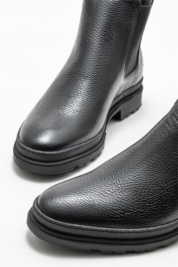 Siyah deri erkek günlük bot, günlük kullanım için - Elle Shoes