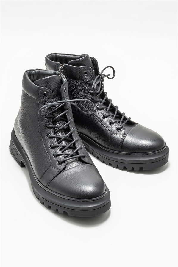 Siyah deri erkek günlük bot, günlük kullanım için - Elle Shoes
