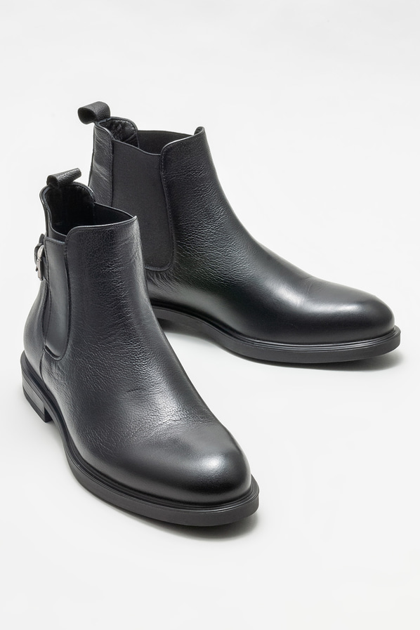 Siyah deri erkek günlük bot, günlük kullanım için - Elle Shoes