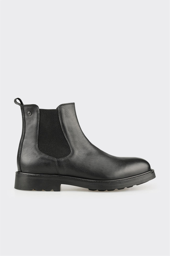 Siyah Deri Erkek Günlük Bot