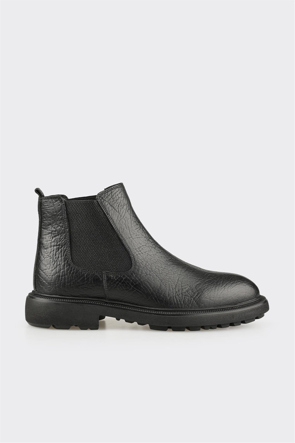 Siyah Deri Erkek Günlük Bot