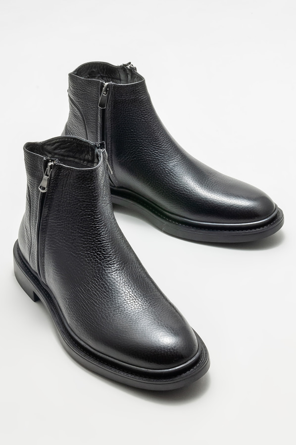 Siyah deri erkek günlük bot, günlük kullanım için - Elle Shoes