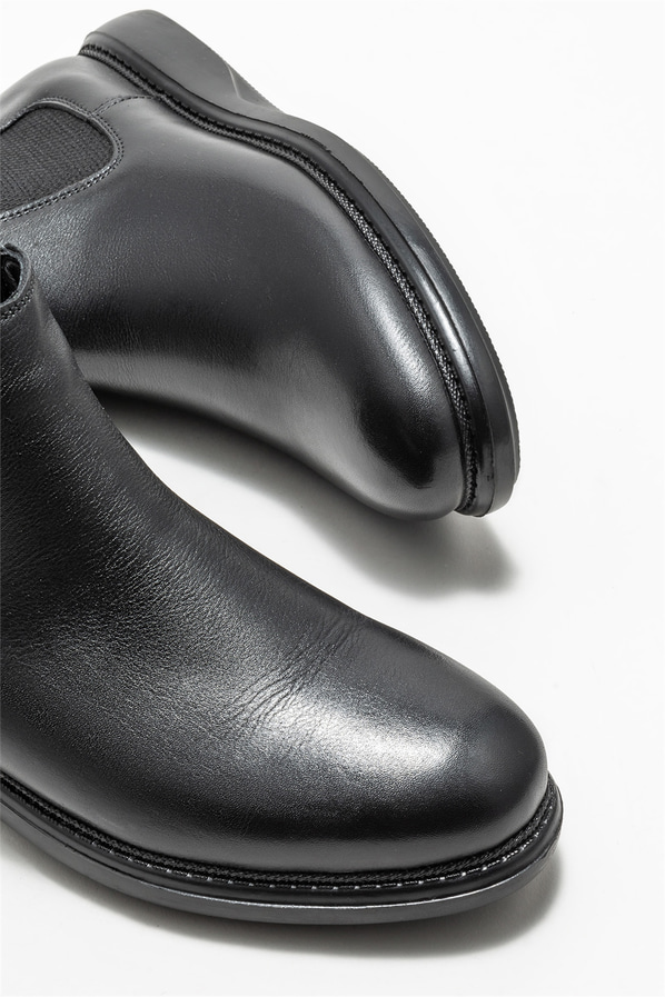 Siyah deri erkek günlük bot, günlük kullanım için - Elle Shoes