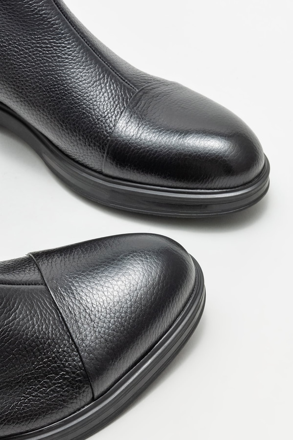 Siyah deri erkek günlük bot, günlük kullanım için - Elle Shoes