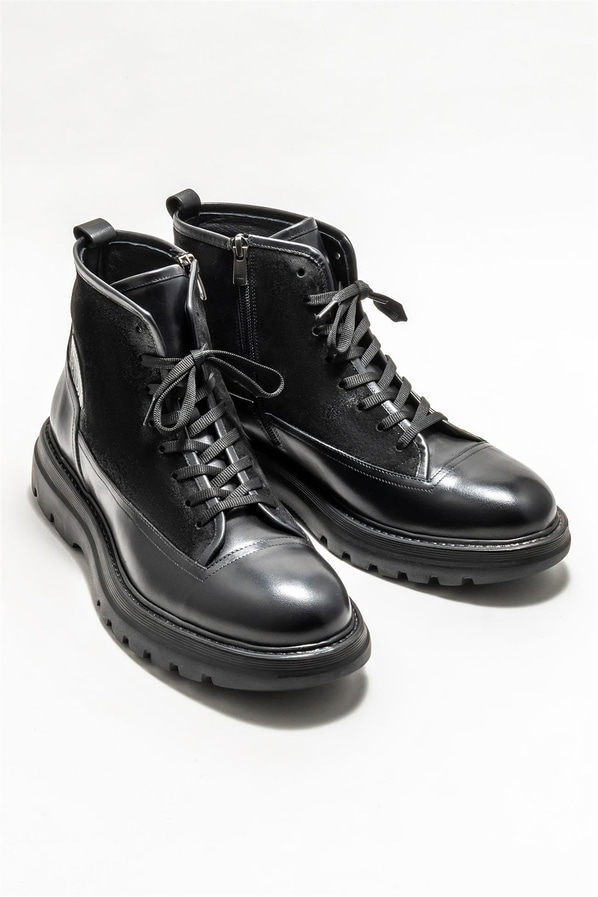 Siyah deri erkek günlük bot, günlük kullanım için - Elle Shoes
