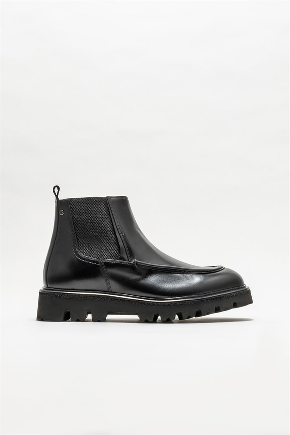 Siyah deri erkek günlük bot, günlük kullanım için - Elle Shoes