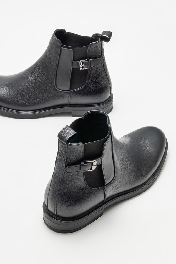Siyah deri erkek günlük bot, günlük kullanım için - Elle Shoes