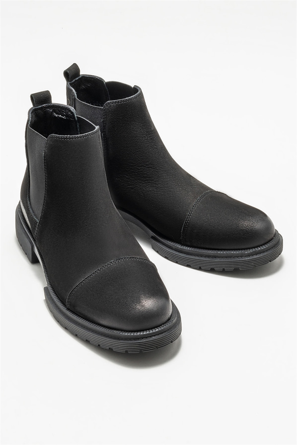 Siyah deri erkek günlük bot, günlük kullanım için - Elle Shoes