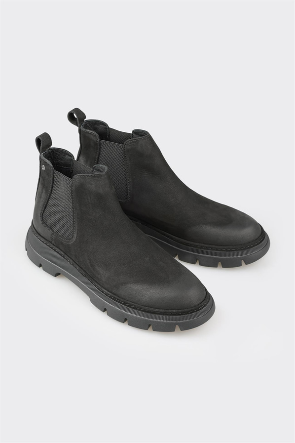 Siyah deri erkek günlük bot, günlük kullanım için - Elle Shoes