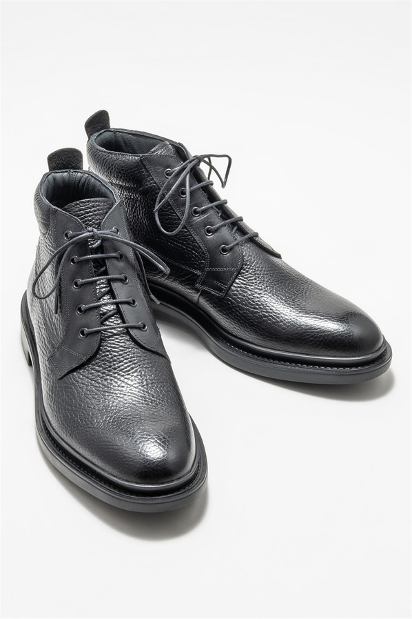 Siyah deri erkek günlük bot, günlük kullanım için - Elle Shoes