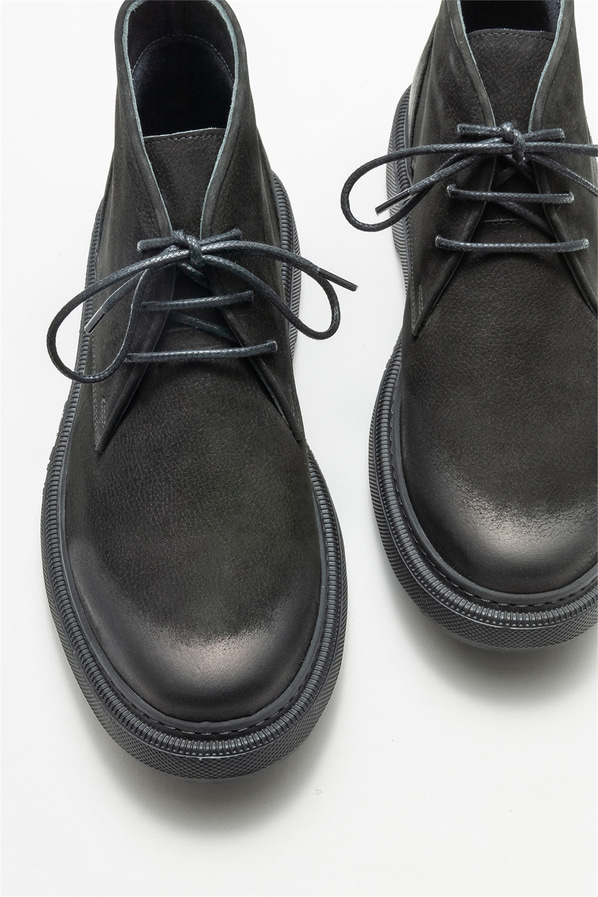 Siyah deri erkek günlük bot, günlük kullanım için - Elle Shoes