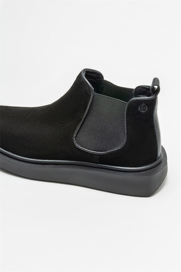 Siyah deri erkek günlük bot, günlük kullanım için - Elle Shoes