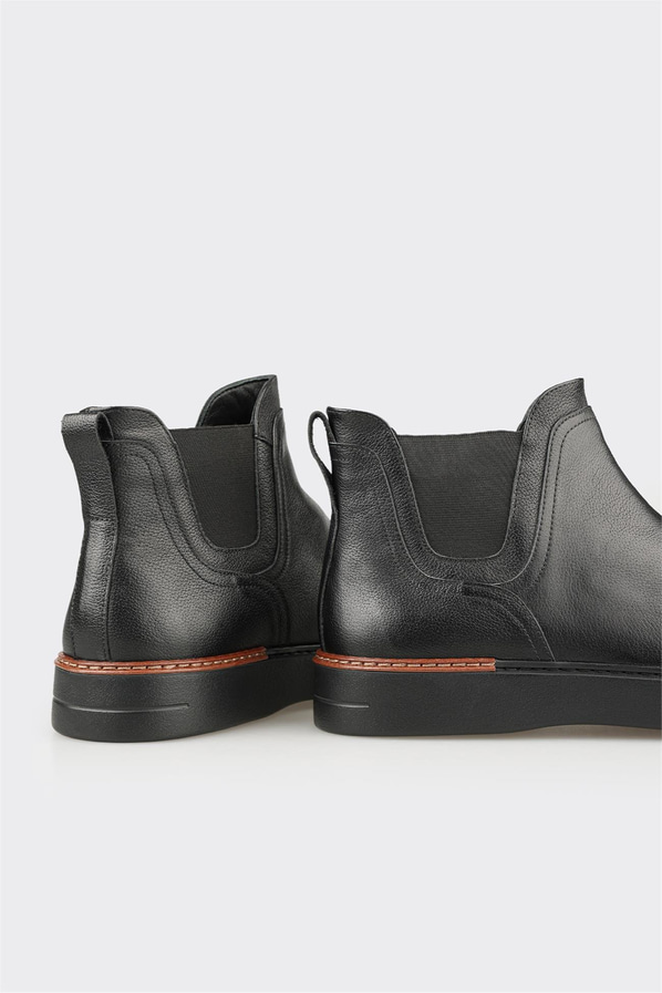 Siyah Deri Erkek Günlük Bot