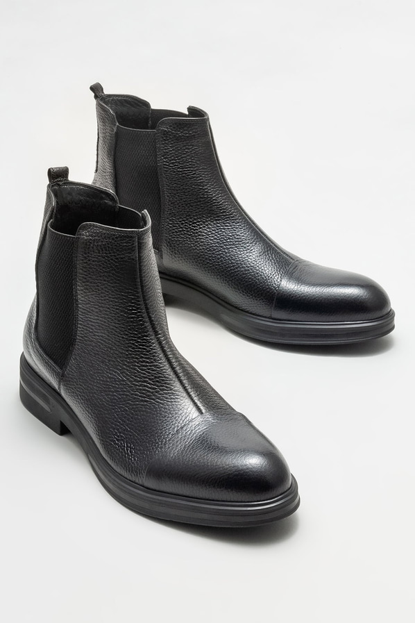 Siyah deri erkek günlük bot, günlük kullanım için - Elle Shoes