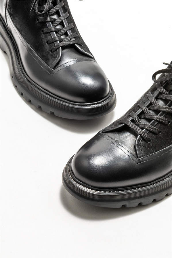 Siyah deri erkek günlük bot, günlük kullanım için - Elle Shoes