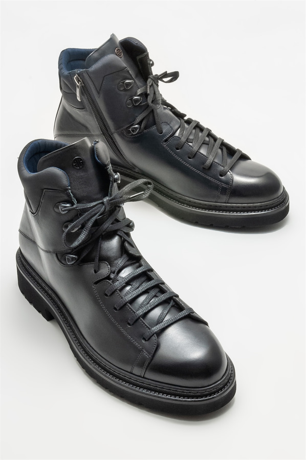 Siyah deri erkek günlük bot, günlük kullanım için - Elle Shoes
