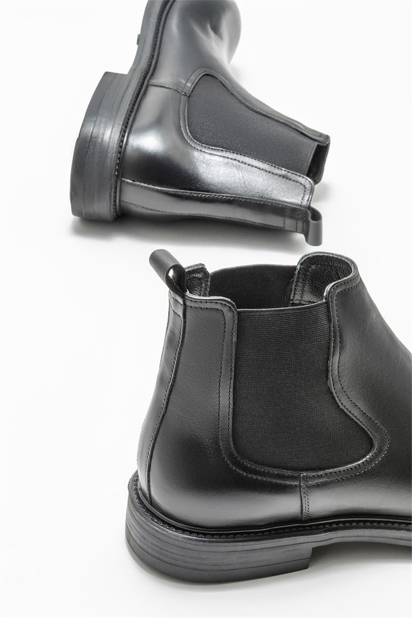 Siyah deri erkek günlük bot, günlük kullanım için - Elle Shoes