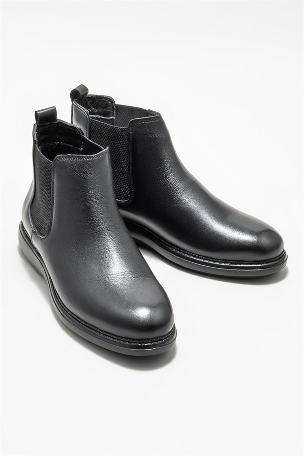 Siyah deri erkek günlük bot, günlük kullanım için - Elle Shoes