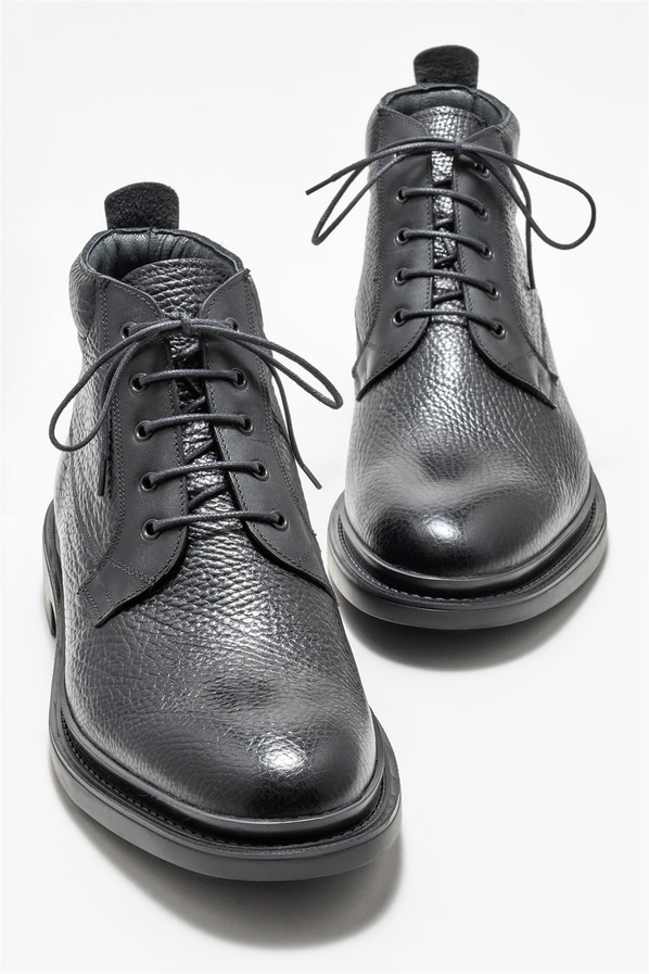 Siyah deri erkek günlük bot, günlük kullanım için - Elle Shoes