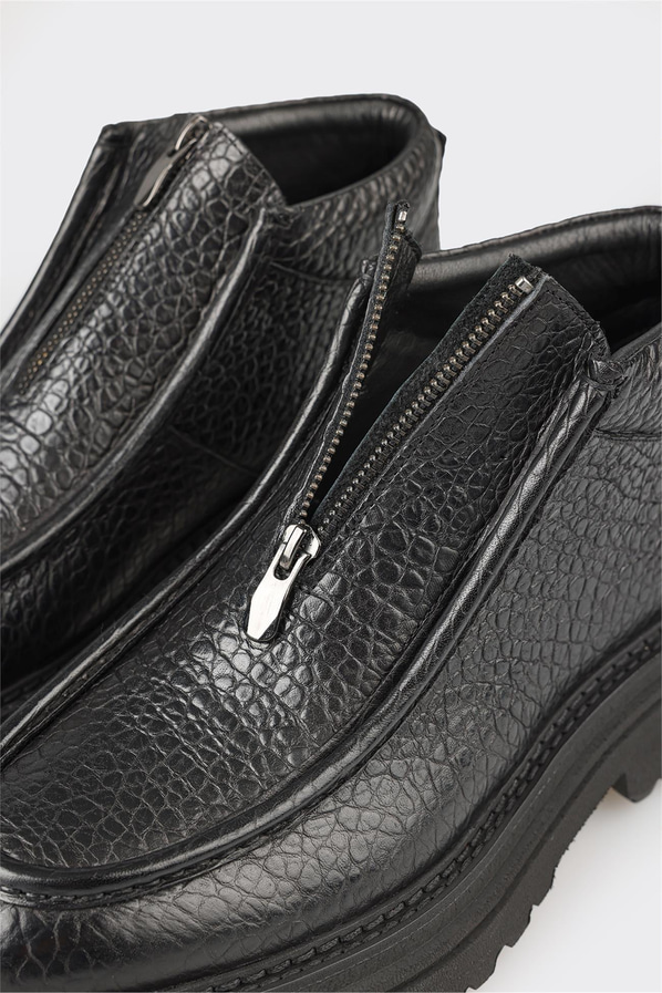 Siyah deri yan fermuarlı erkek günlük bot, rahat kullanım için - Elle Shoes