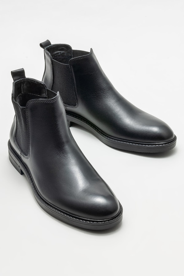 Siyah deri erkek günlük bot, günlük kullanım için - Elle Shoes