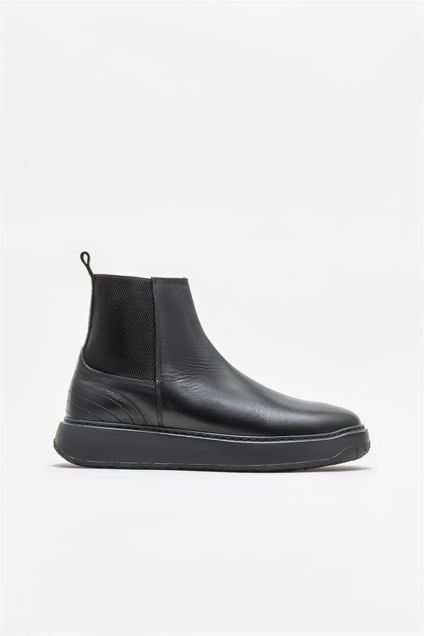 Siyah deri erkek günlük bot, günlük kullanım için - Elle Shoes