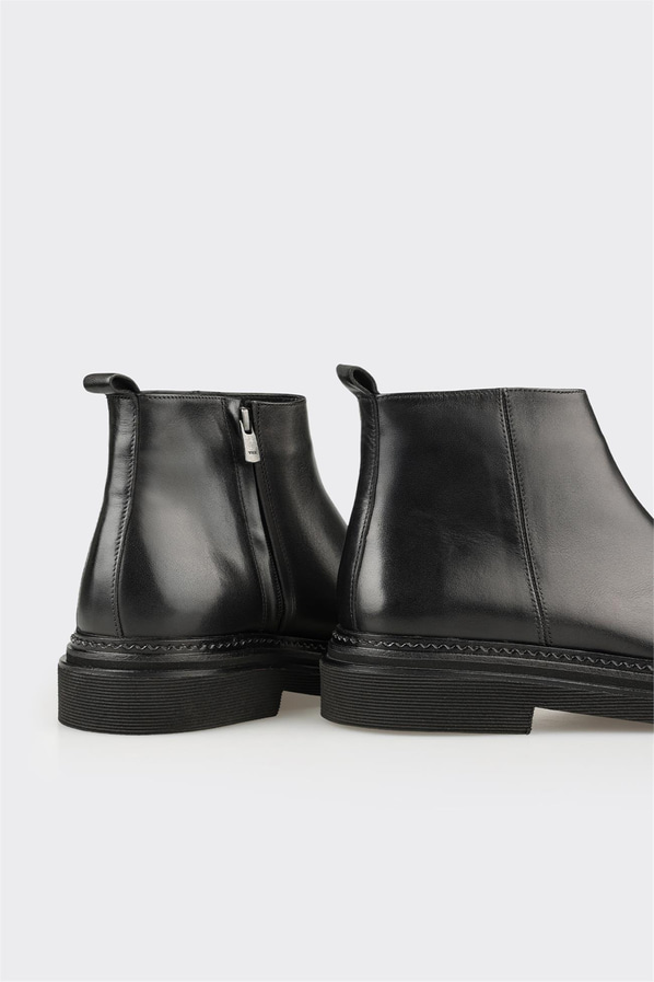 Siyah Deri Erkek Günlük Bot