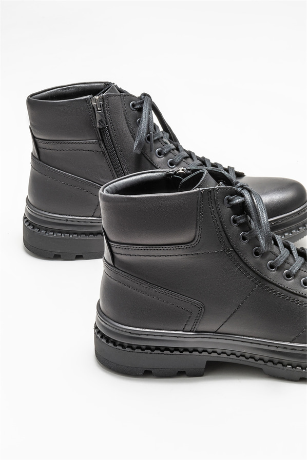 Siyah deri erkek günlük bot, günlük kullanım için - Elle Shoes