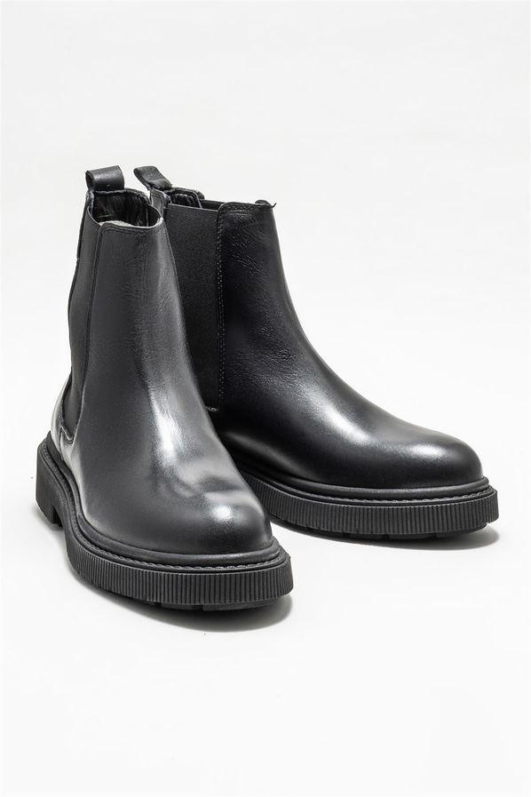 Siyah deri erkek günlük bot, günlük kullanım için - Elle Shoes