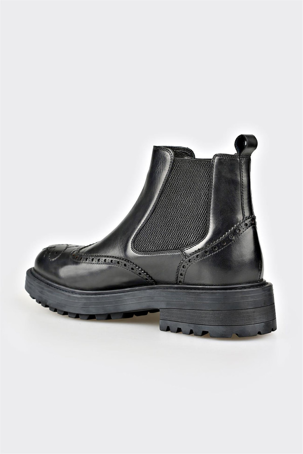 Siyah deri ve süet erkek günlük bot, rahat kullanım için - Elle Shoes