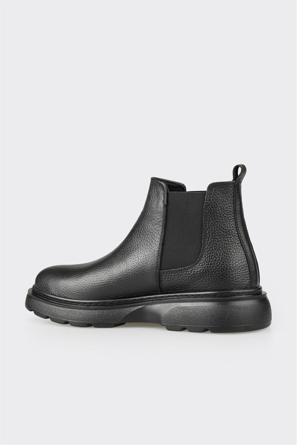 Siyah deri örgü dokulu erkek günlük bot, ofis stili için - Elle Shoes