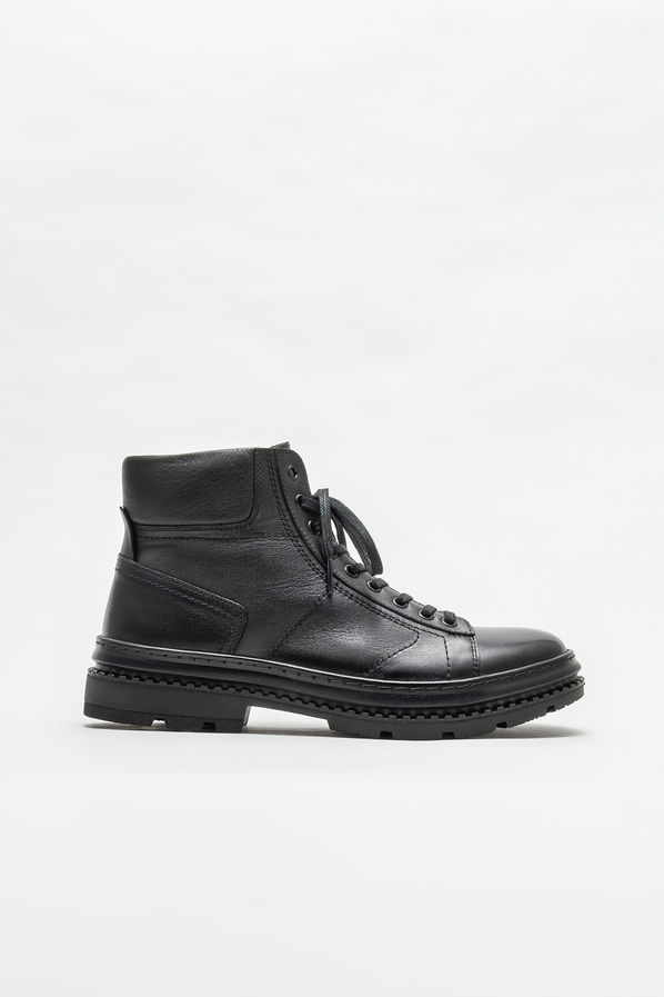 Siyah deri erkek günlük bot, günlük kullanım için - Elle Shoes