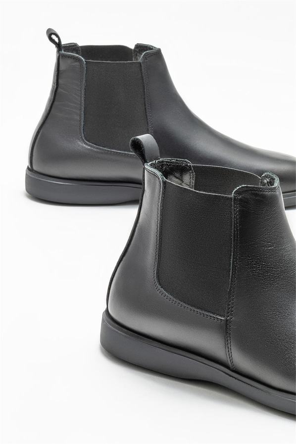 Siyah deri erkek günlük bot, günlük kullanım için - Elle Shoes