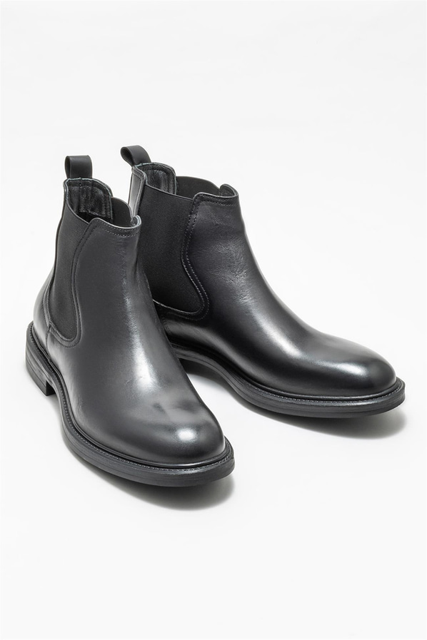 Siyah deri erkek günlük bot, günlük kullanım için - Elle Shoes