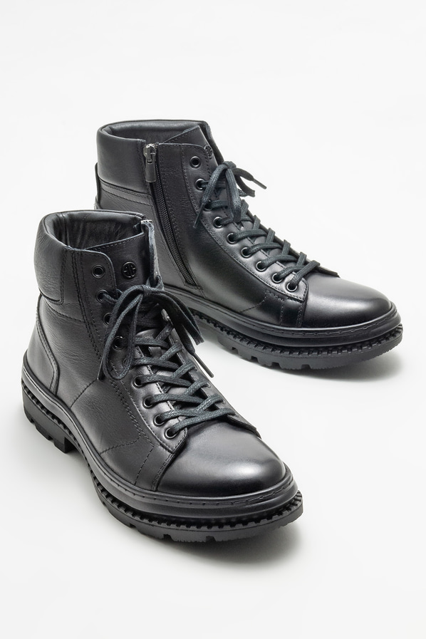 Siyah deri erkek günlük bot, günlük kullanım için - Elle Shoes